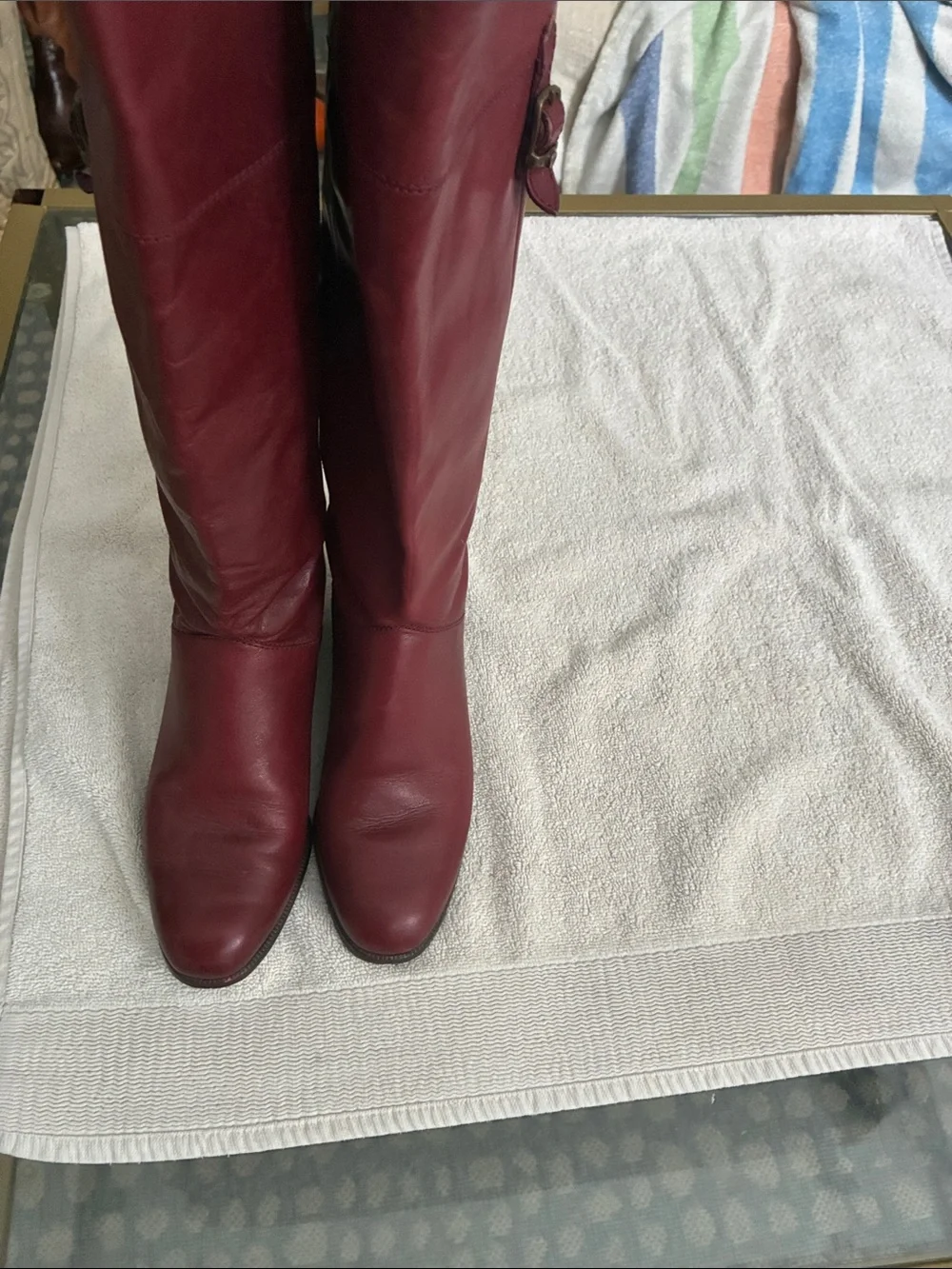 Etienne Aigner Burgundy Over-the-Knee Leather Boots